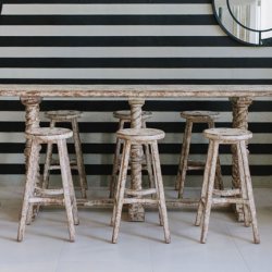 8’ft Bar Table with Rustic Stools