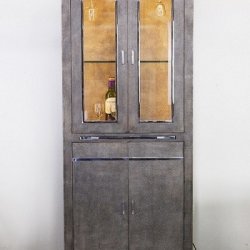 Faux Shagreen and Stainless Steel Drinks Cabinet