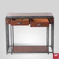 Metal and Veneer console with drawers