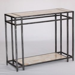 Iron Console with Stone Top and Shelf